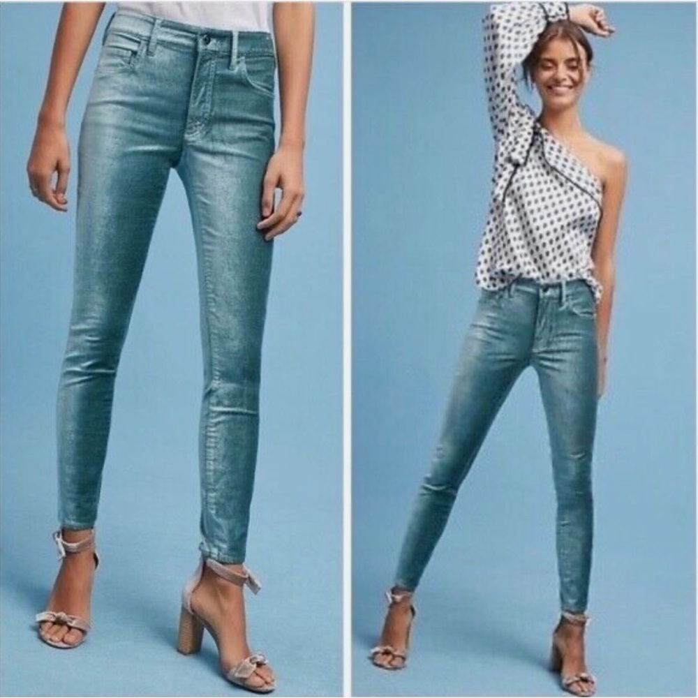 Anthropologie Pilcro The Letterpress High Rise Velvet Pants Womens 29 Green